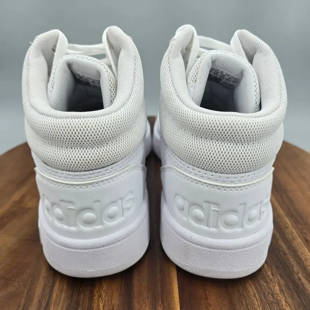 Adidas Hoops 3.0 Shoes Womens 9 M White Leather Basketball Mid Top Sneakers